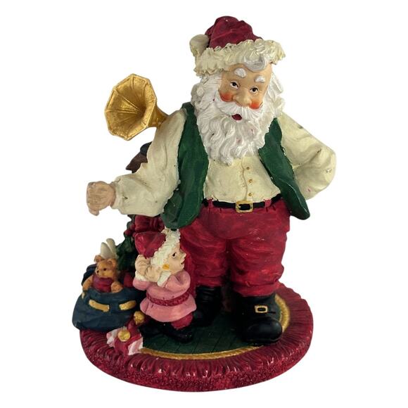 Vintage Hand Painted Santa Claus Figurine Child & Phonograph Christmas Decor - Picture 11 of 11